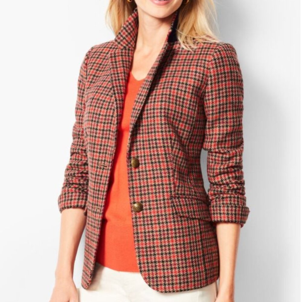 talbots Shetland Aberdeen Blazer plaid preppy houndstooth classic